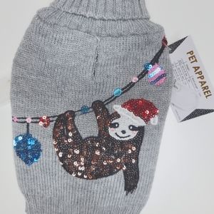 Gray Sloth Christmas puppy sweater